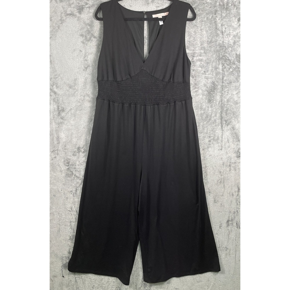 Anthropologie Hutch V-Neck Wide-Leg Jumpsuit Plus Size 2X Black Maternity Comfy